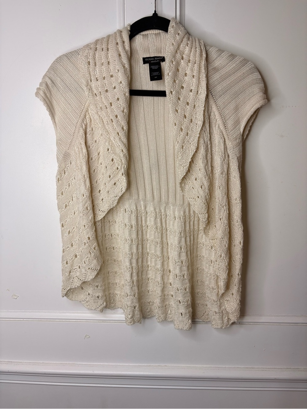 Guess jeans Cream Open-Front Knit Cardigan Sweater
